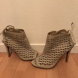 LC Lauren Conrad Nude Peep Toe Cut Out Booties